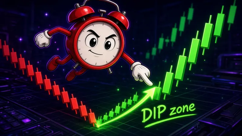 $SNOOZE mascot riding the chart out of the dip zone